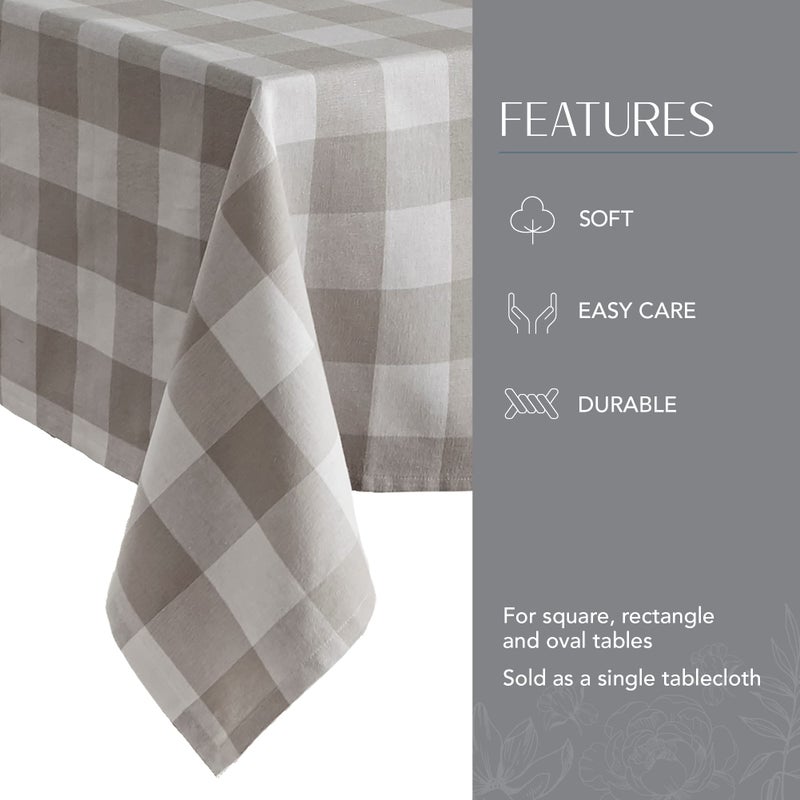 Elrene Home Fashions Farmhouse Living Buffalo Check Tablecloth, 60" x 120", Gray/White - Image 3